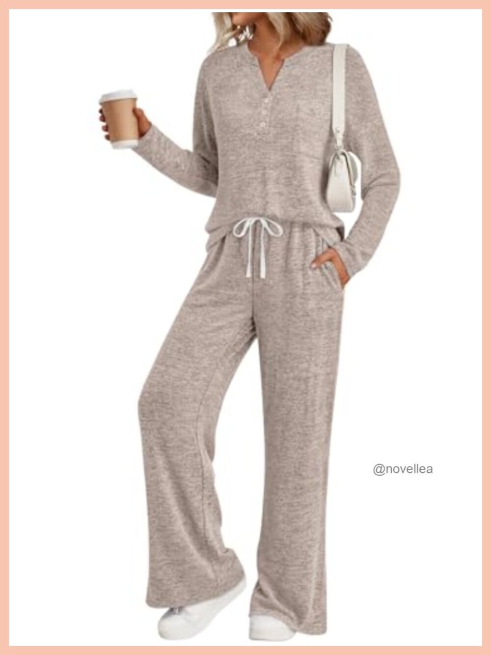 Chic Henley Loungewear Set with Pockets